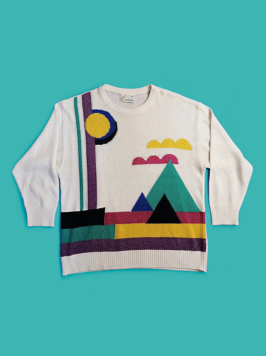 90's Graphic Abstract Print Sweater - size S-L