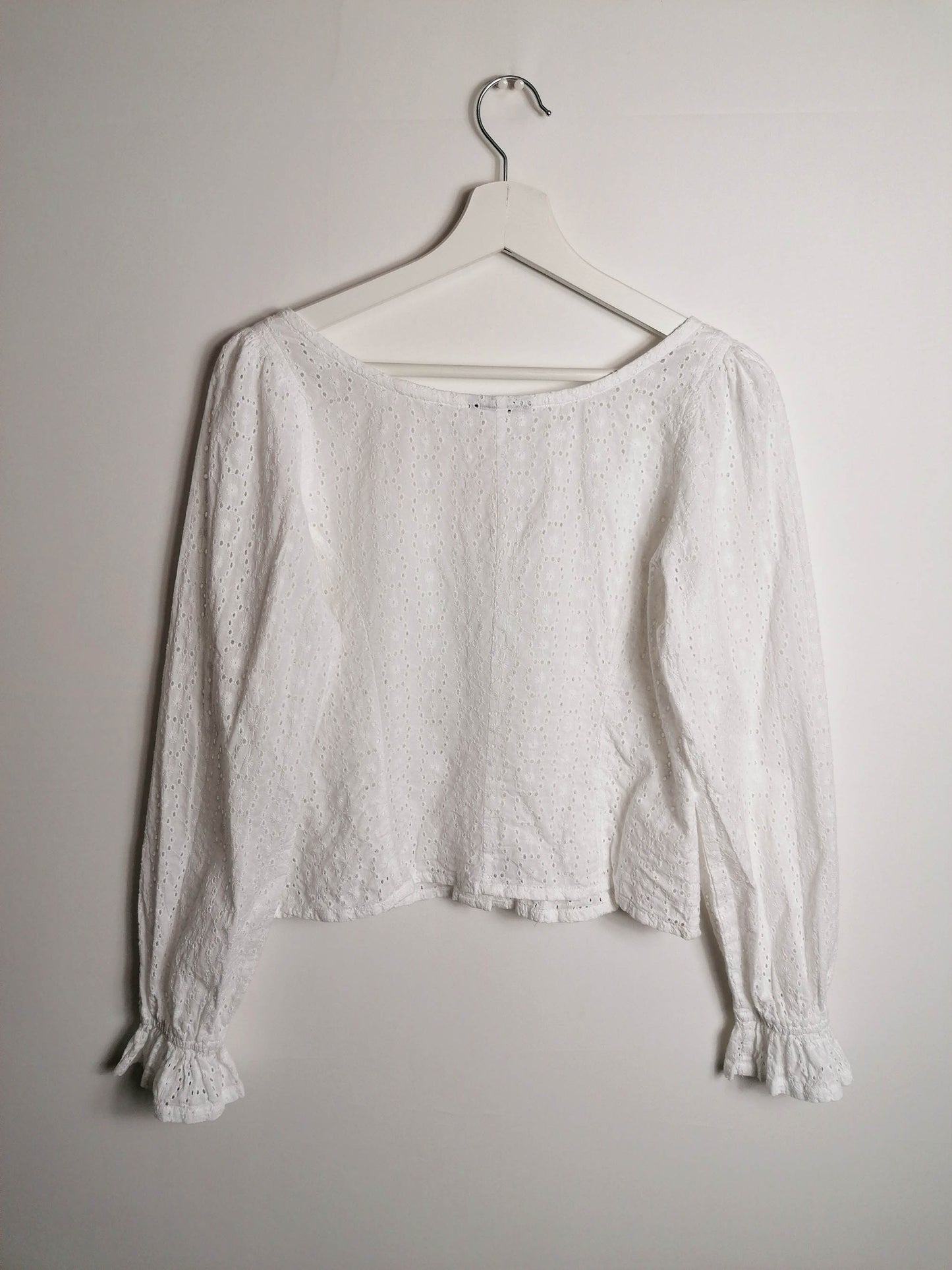 Cottagecore Blouse white cotton-lace ~ size M