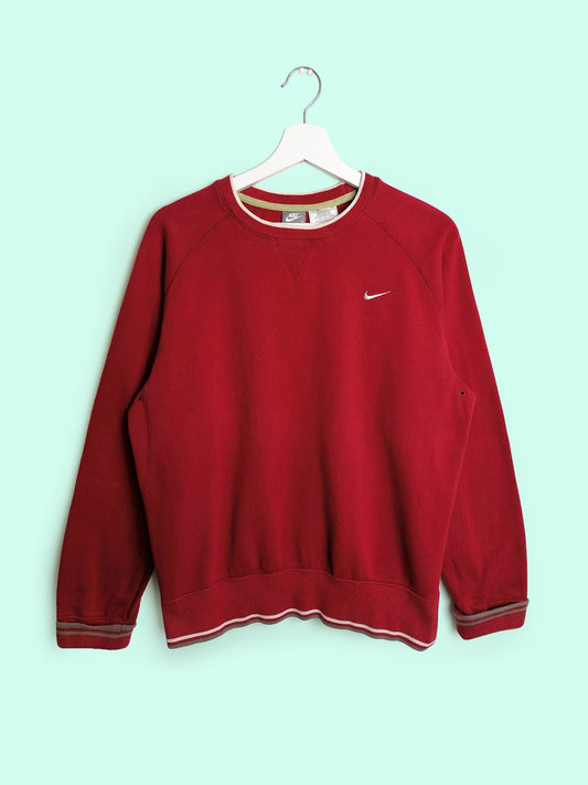 Y2K NIKE Small  Swoosh Red Sweatshirt Crewneck - size S / GB 36- 38 / height 173 cm