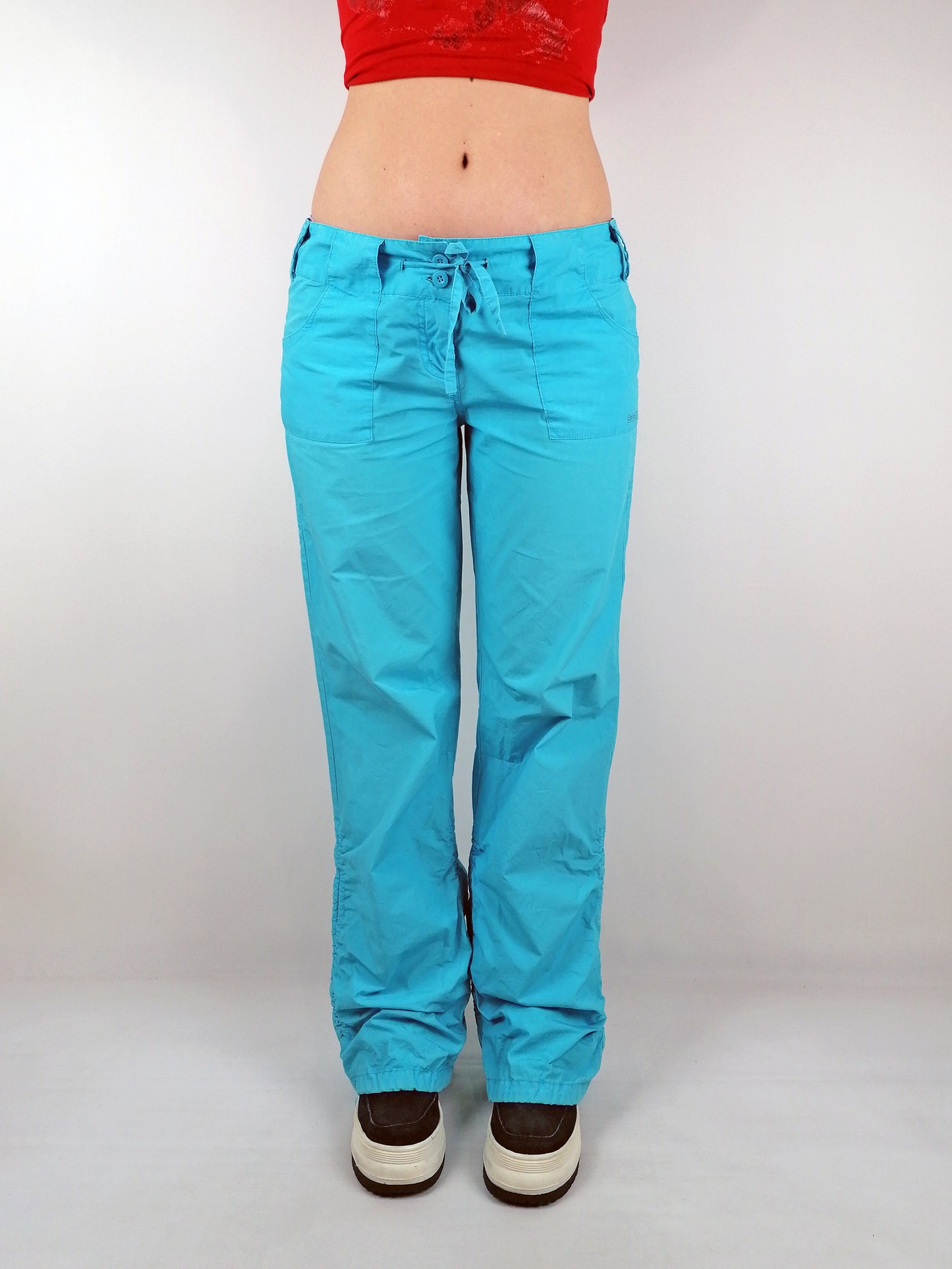 Y2K Soft Shell Low-Waist Blue Cargo Pants - size M-L