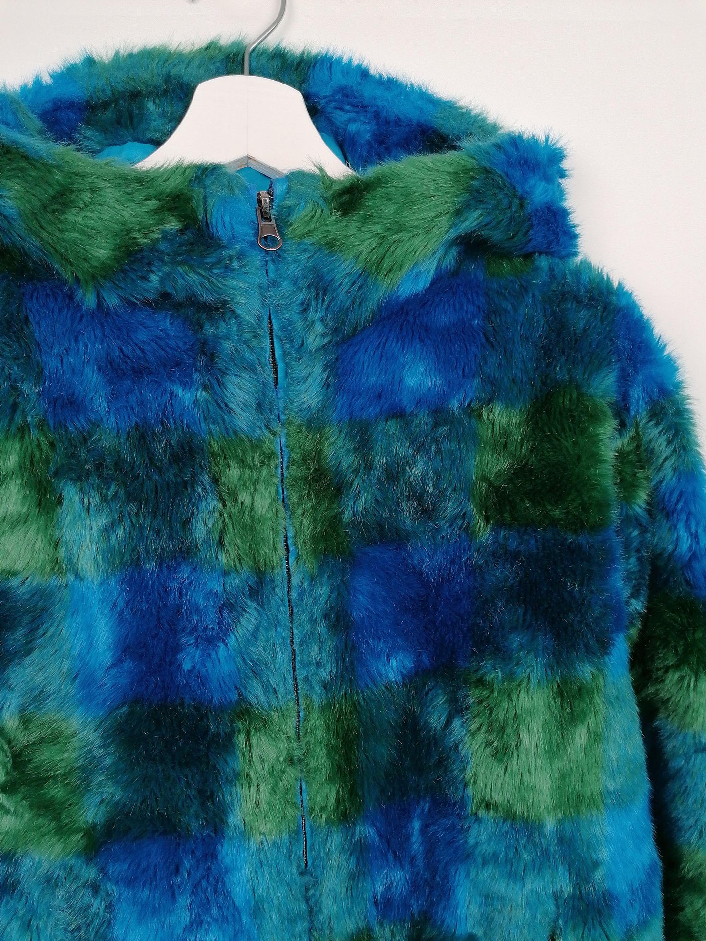Vintage 90's Faux Fur Patchwork Short Jacket - size S-M