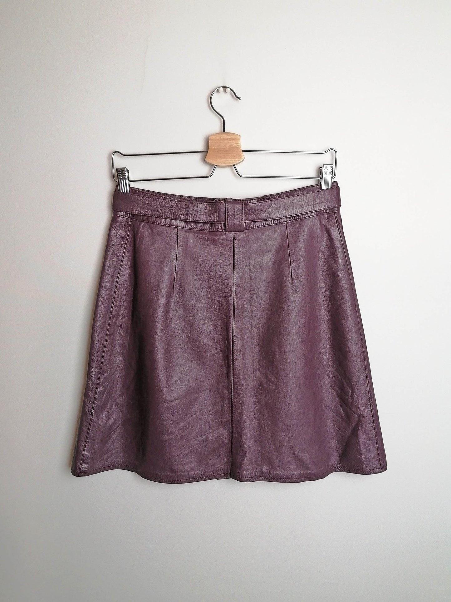 80's Soft Leather Plum Mini Skirt ~ size S-M