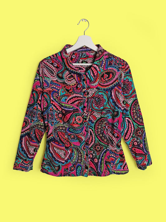 Corduroy Shirt Paisley Pattern 70's Style - size XS-S