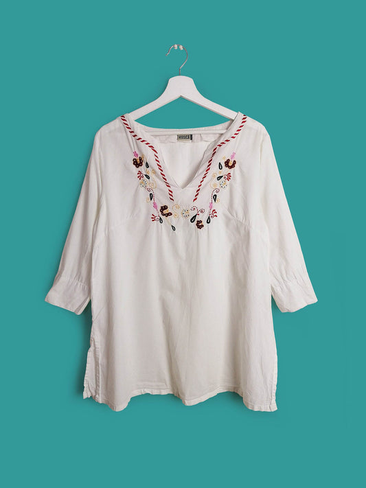 White Tunic Blouse Beach Top Kaftan