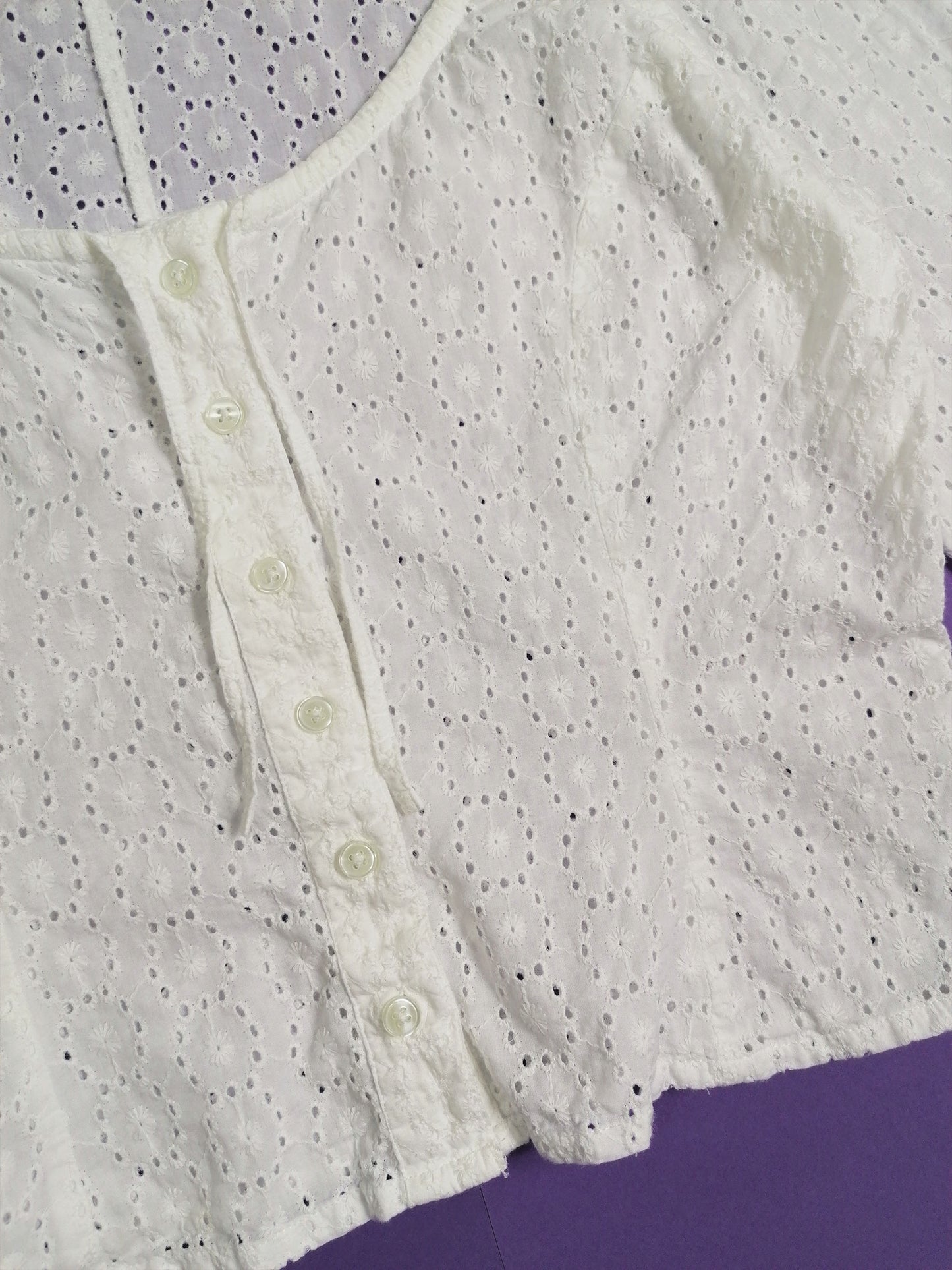 Cottagecore Blouse white cotton-lace ~ size M