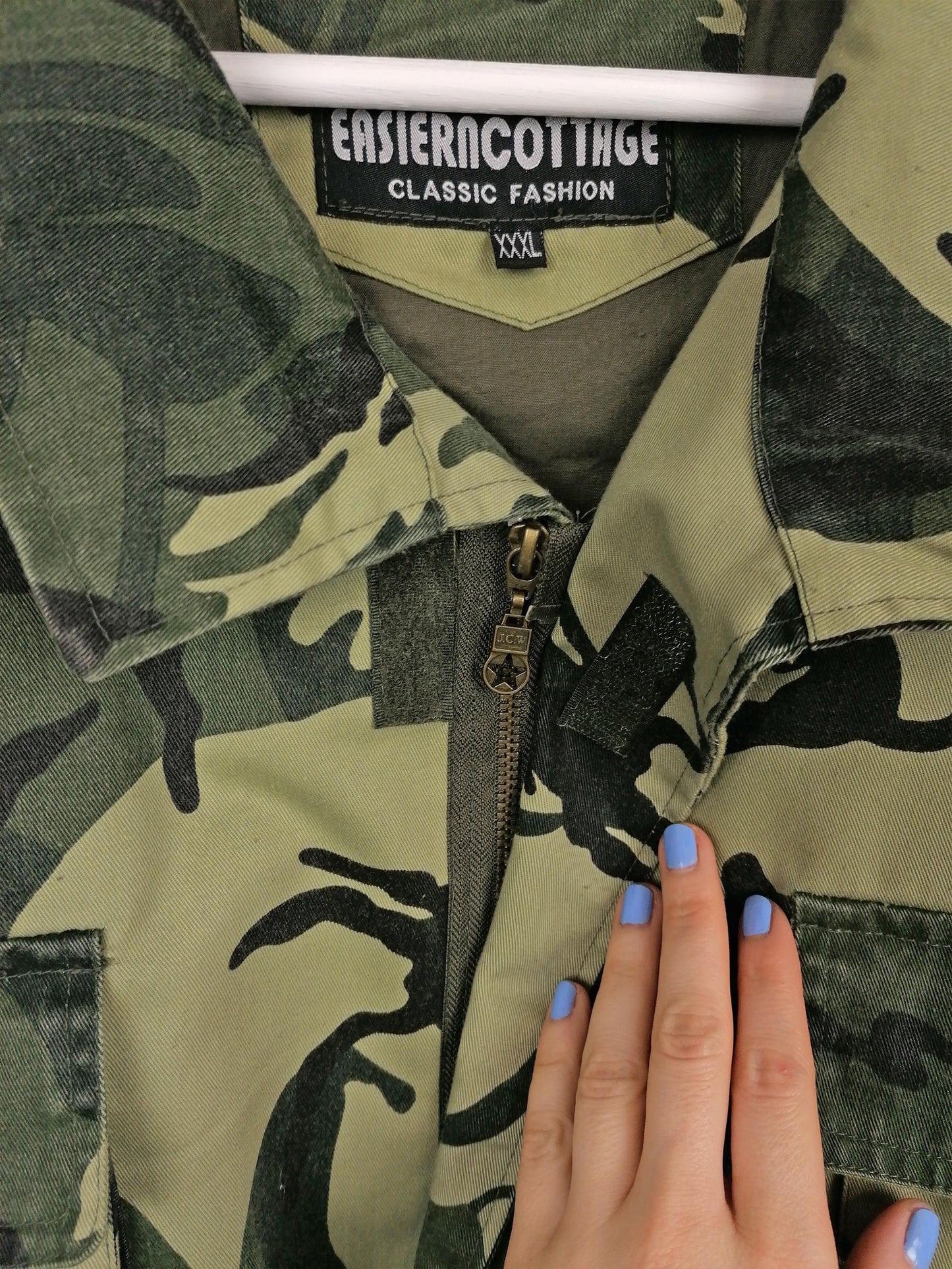 90's Camo Green Oversized Cropped Army Jacket - size XXL