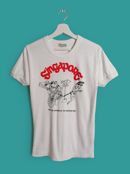 Vintage 80's 90's Singapore Ringer Single Stitch T-shirt - size S