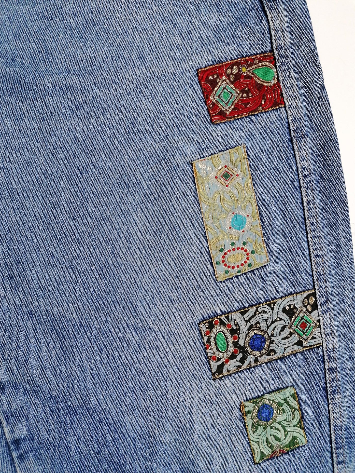 80's JACK & SONS High Waist Embroidery Patch Baggy Jeans - M-L (32")