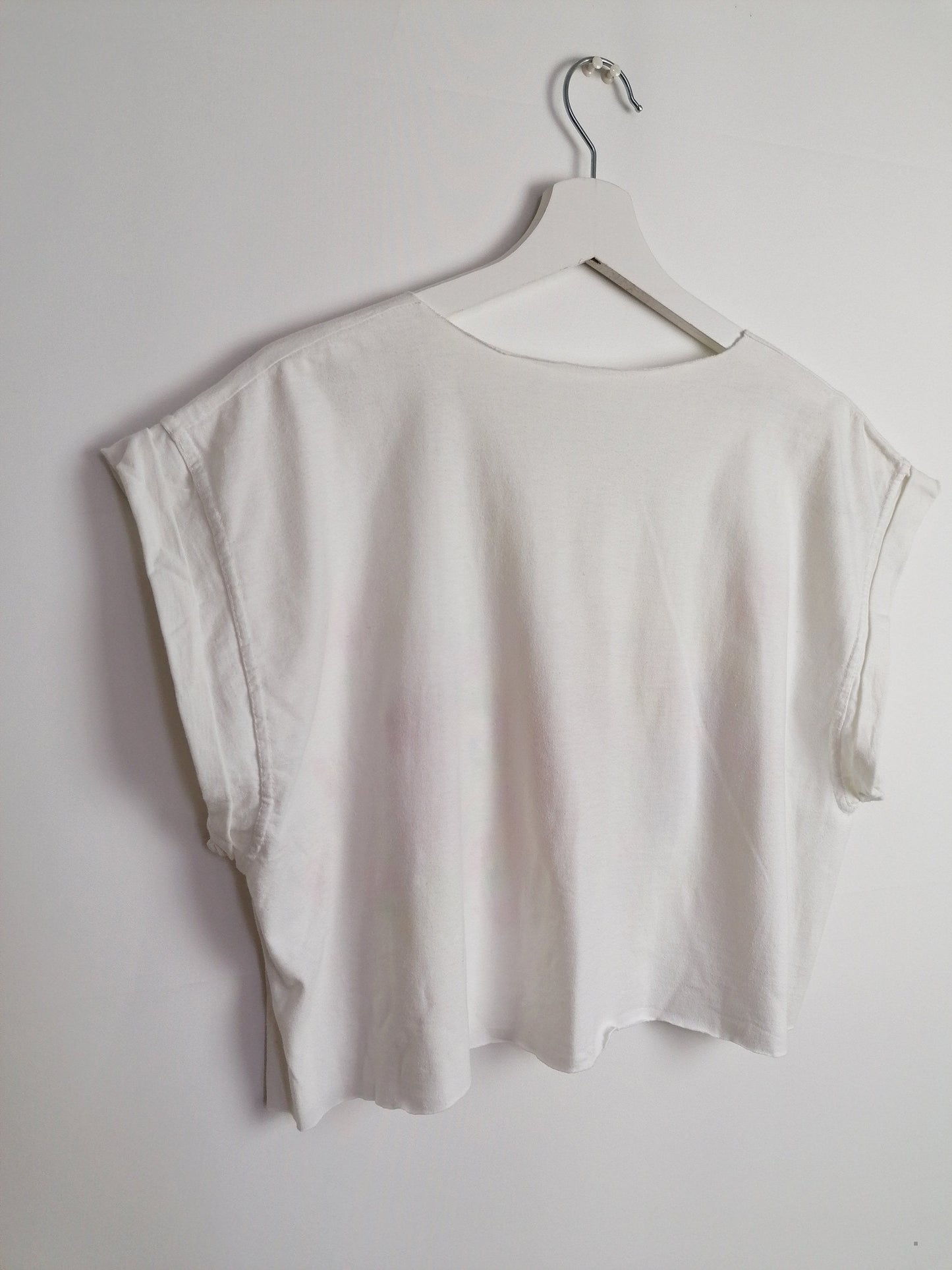 Reworked Hand-painted "Rorschach"  Crop Top White