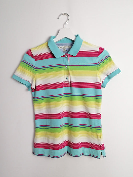 TOMMY HILFIGER Rainbow Stripes Polo T-shirt - size S