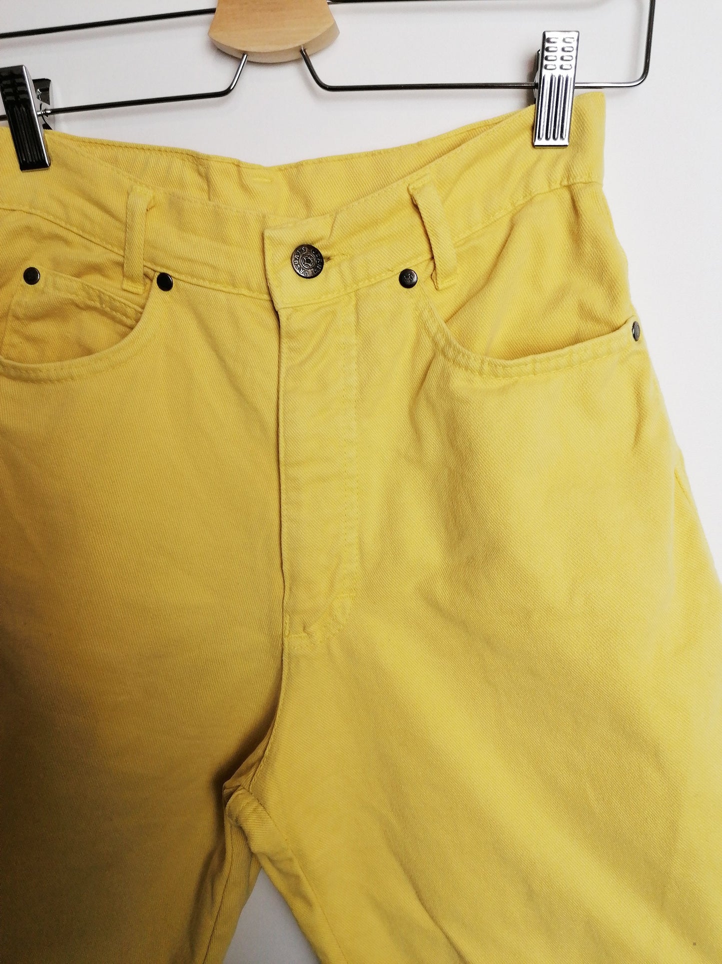 90's FLOP High Waist Retro Shorts Yellow  ~ size S-M / EU 36