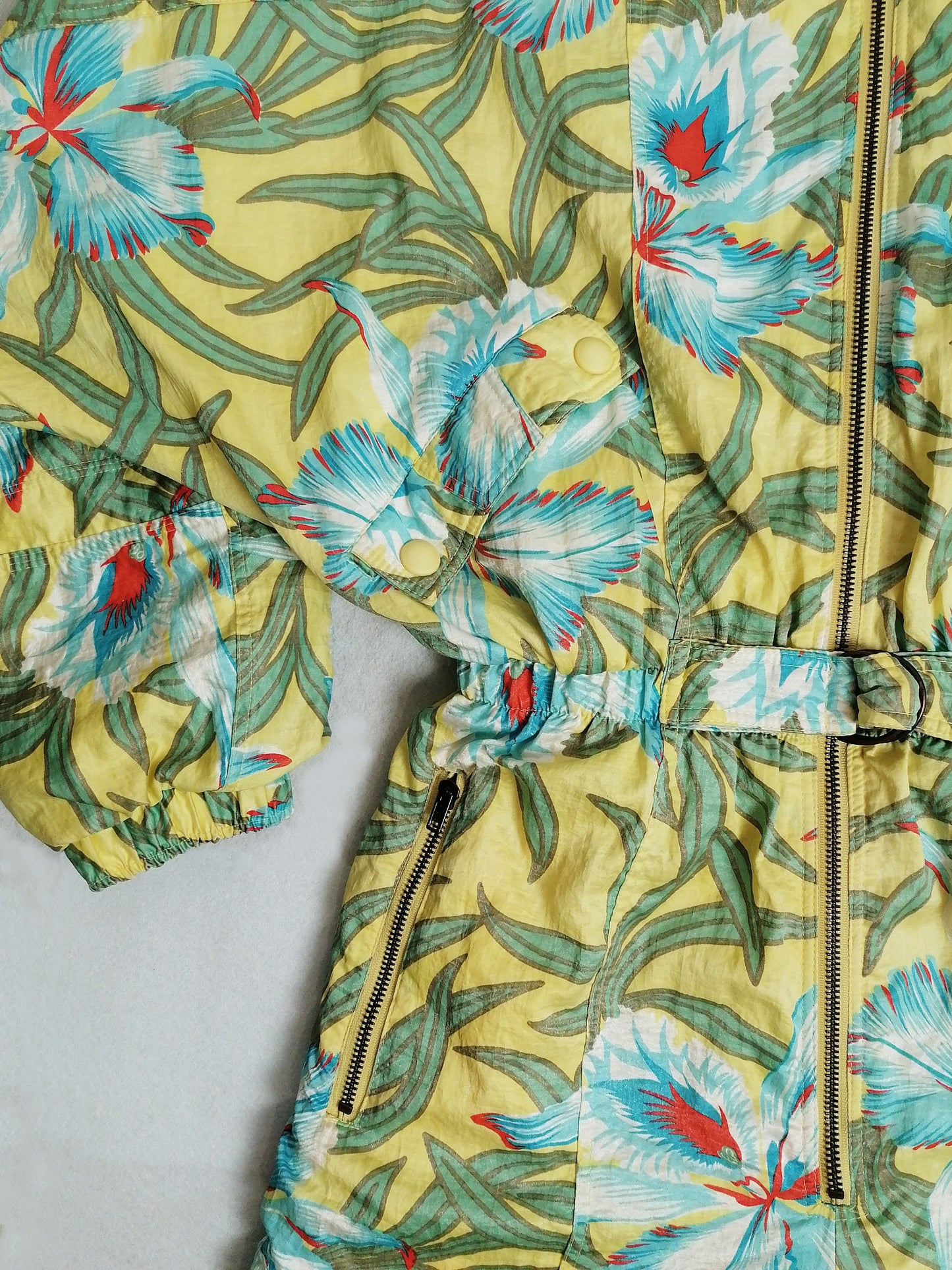 90's Ski Suit Crazy Print Tropical Flowers - size S-M