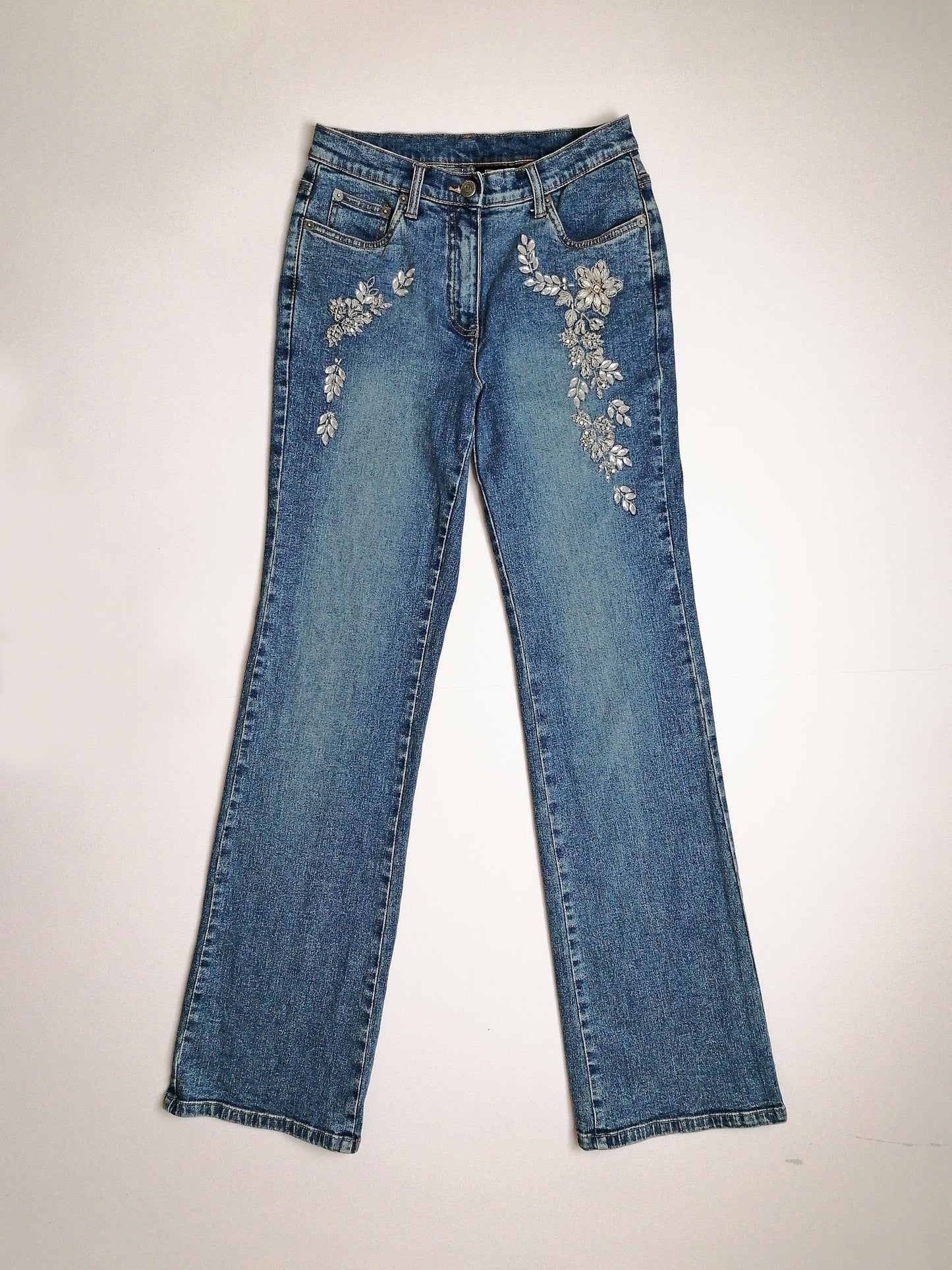 Y2K MADELEINE Embroidery Jeans - size M - 36/UK 10