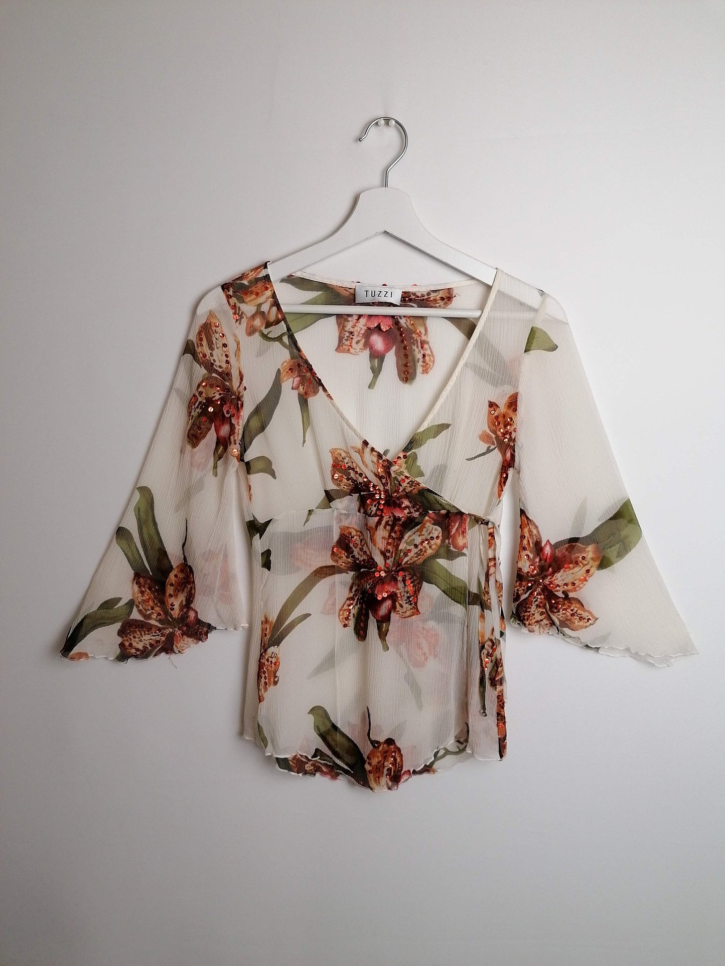 TUZZI Silk Sheer Blouse - size XS - S