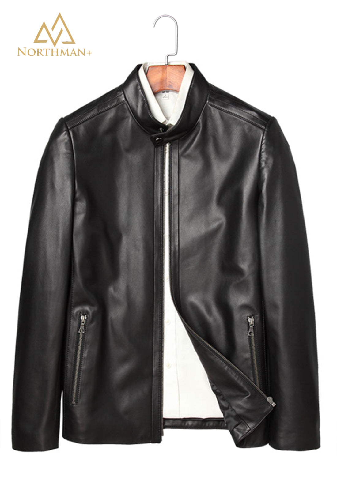 Mens Zipup Multi Pocket Style Slimfit Black Leather Jacket