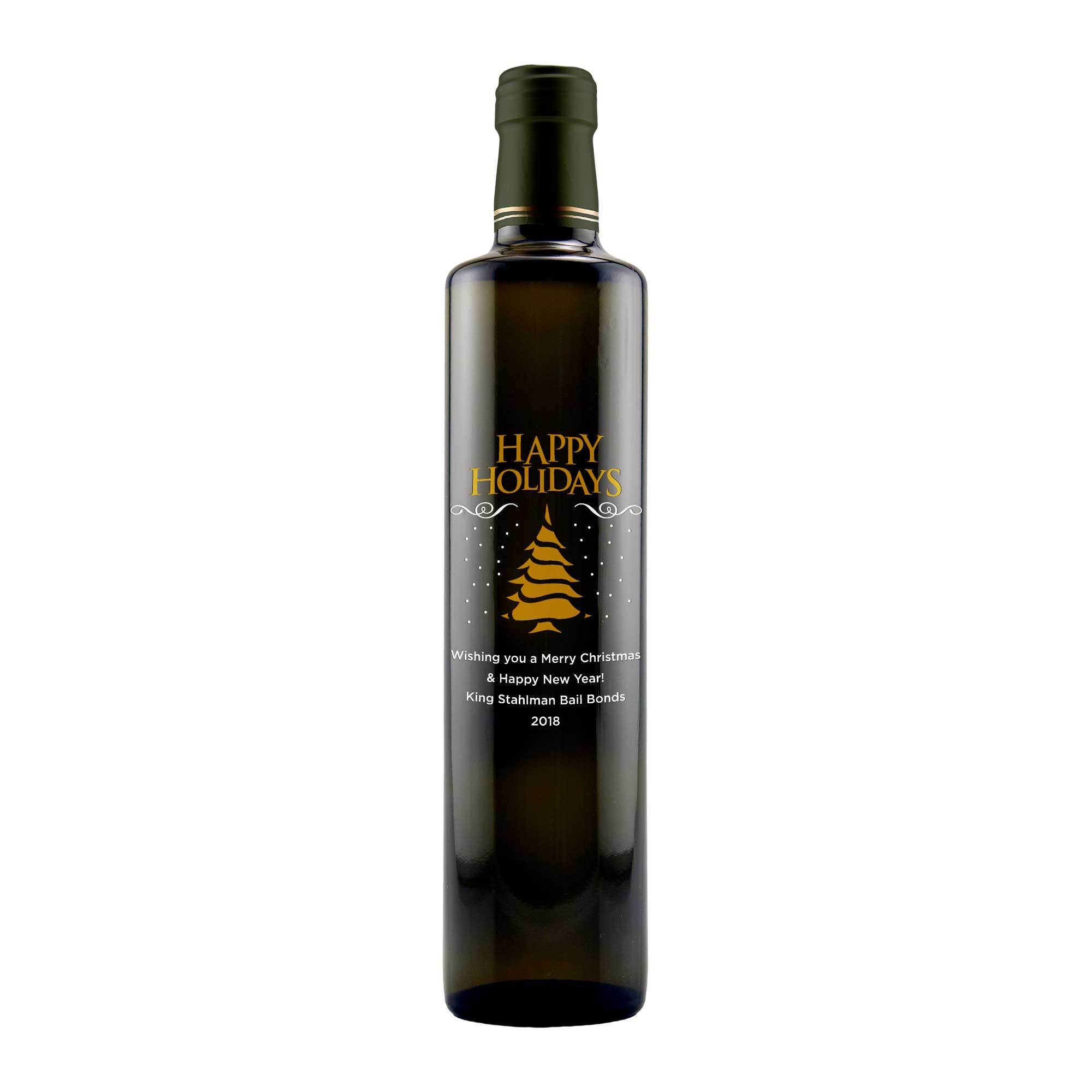 Personalized Olive Oil Vinegar Bottles Happy Holidays Snow Tree Etchingx