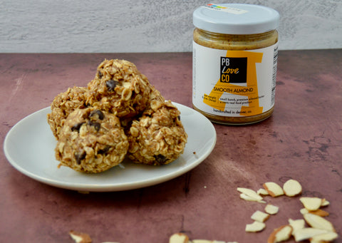 smooth almond. protein balls. recipes. nut butters. no-bake. pb love co.