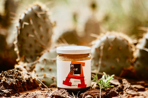 Cinnamon almond butter made in Denver, Colorado. Stone-ground almond butter by the PB Love Company.