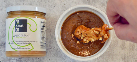 Peanut butter Asian sauce with saute chicken. With all-natural peanut butter.