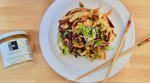 Peanut butter slaw made with all-natural peanut butter. Asian recipe. Peanut butter-The PB Love Company