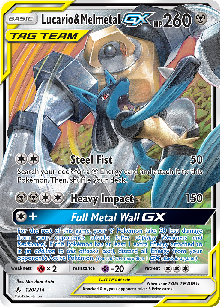 120/214 Melmetal & Lucario GX - Ultra Rare - Unbroken Bonds (UNB