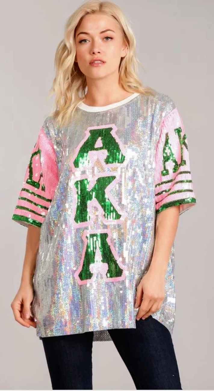 aka sequin jersey dress