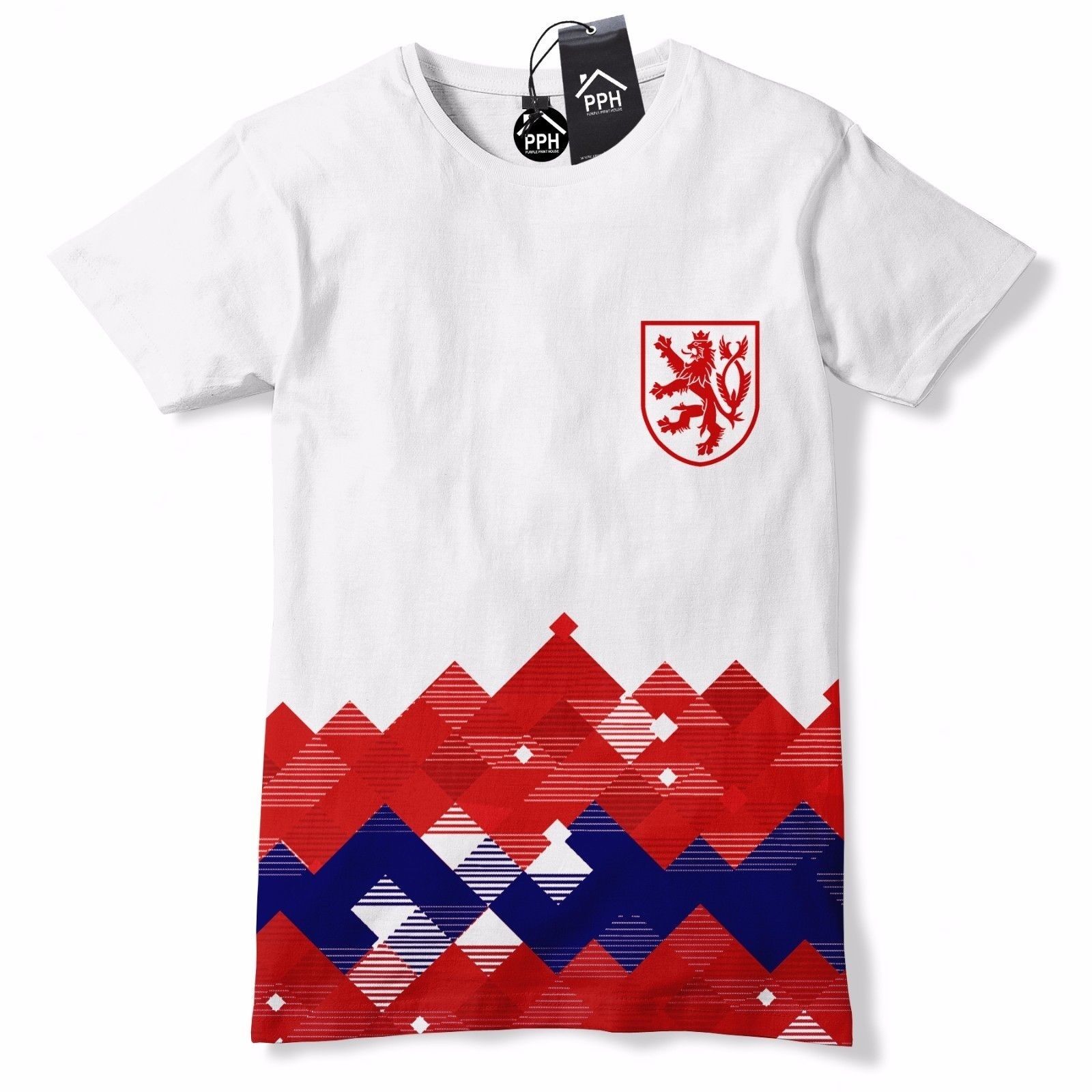Czech Republic Football Shirt Fotbul Retro Pattern T Shirt Vintage Red 582 The Clothing Shed