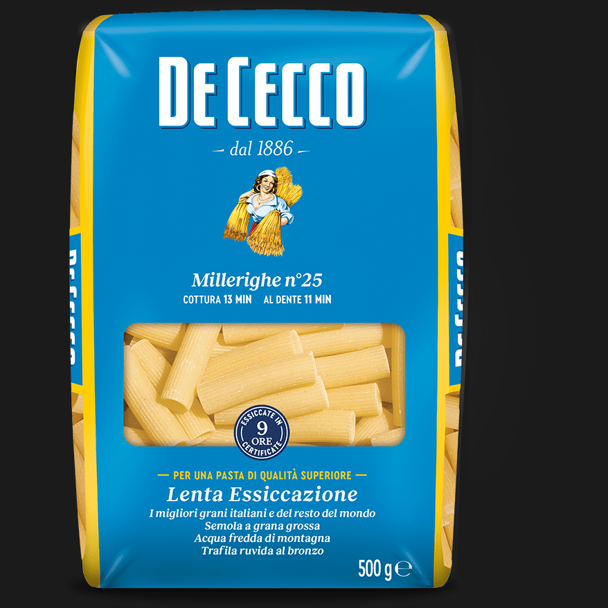 DE CECCO PASTA DI SEMOLA MILLERIGHE 500 GR (24 in a box) –   - The best E-commerce of Italian Food in UK