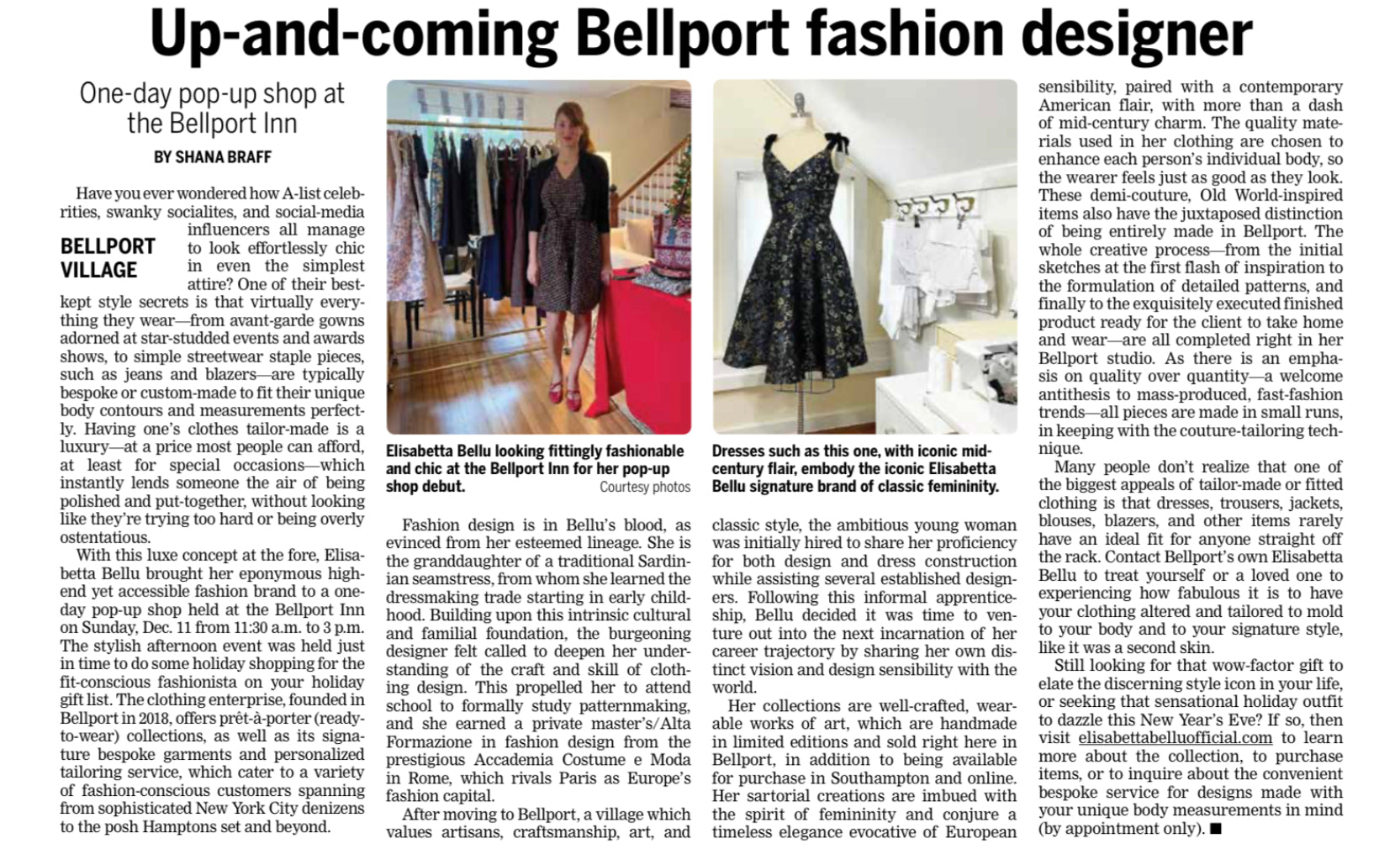 Elisabetta Bellu featured on the Long Island Advance