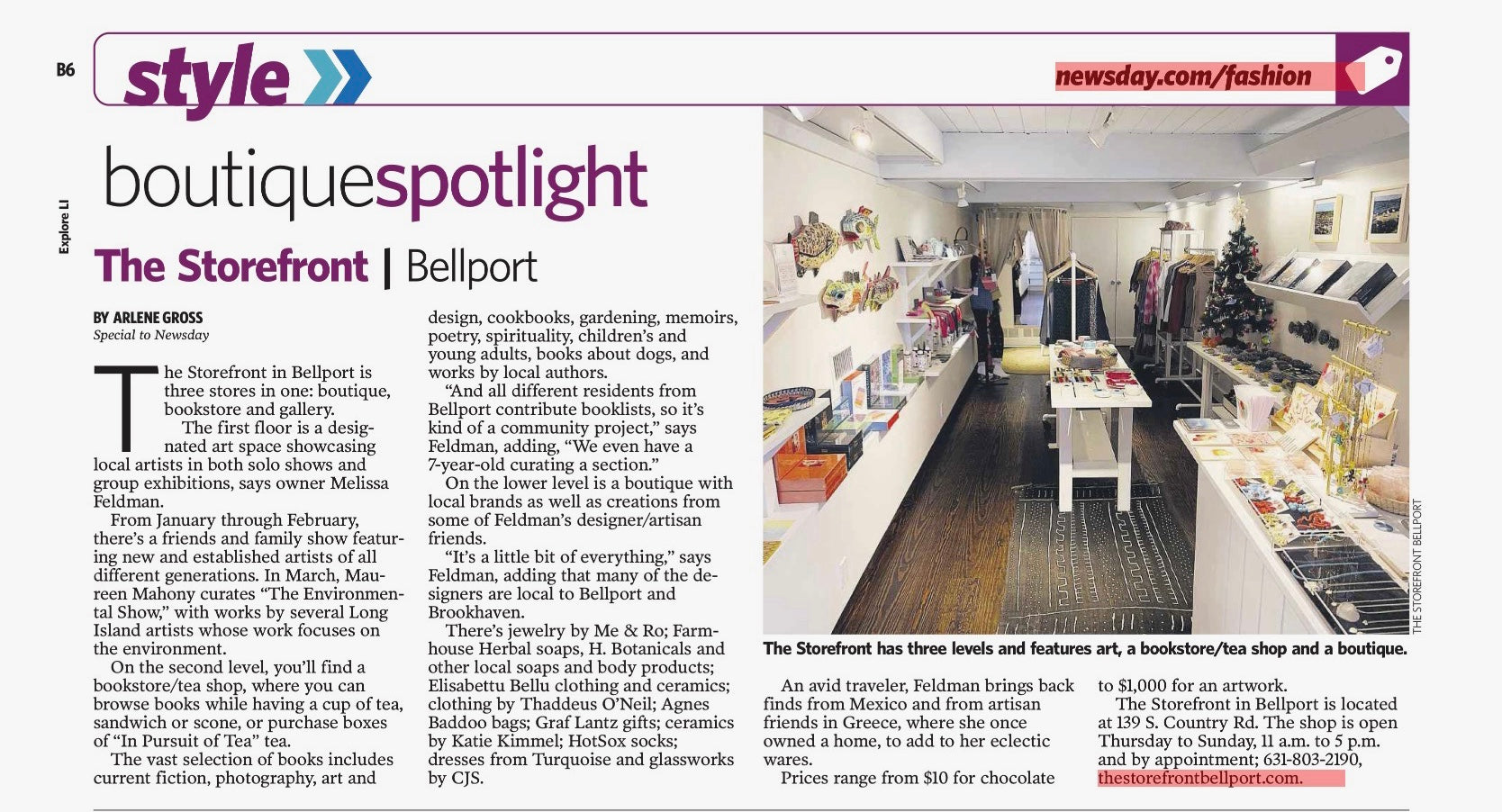 Newsday the storefront Bellport Elisabetta Bellu feature