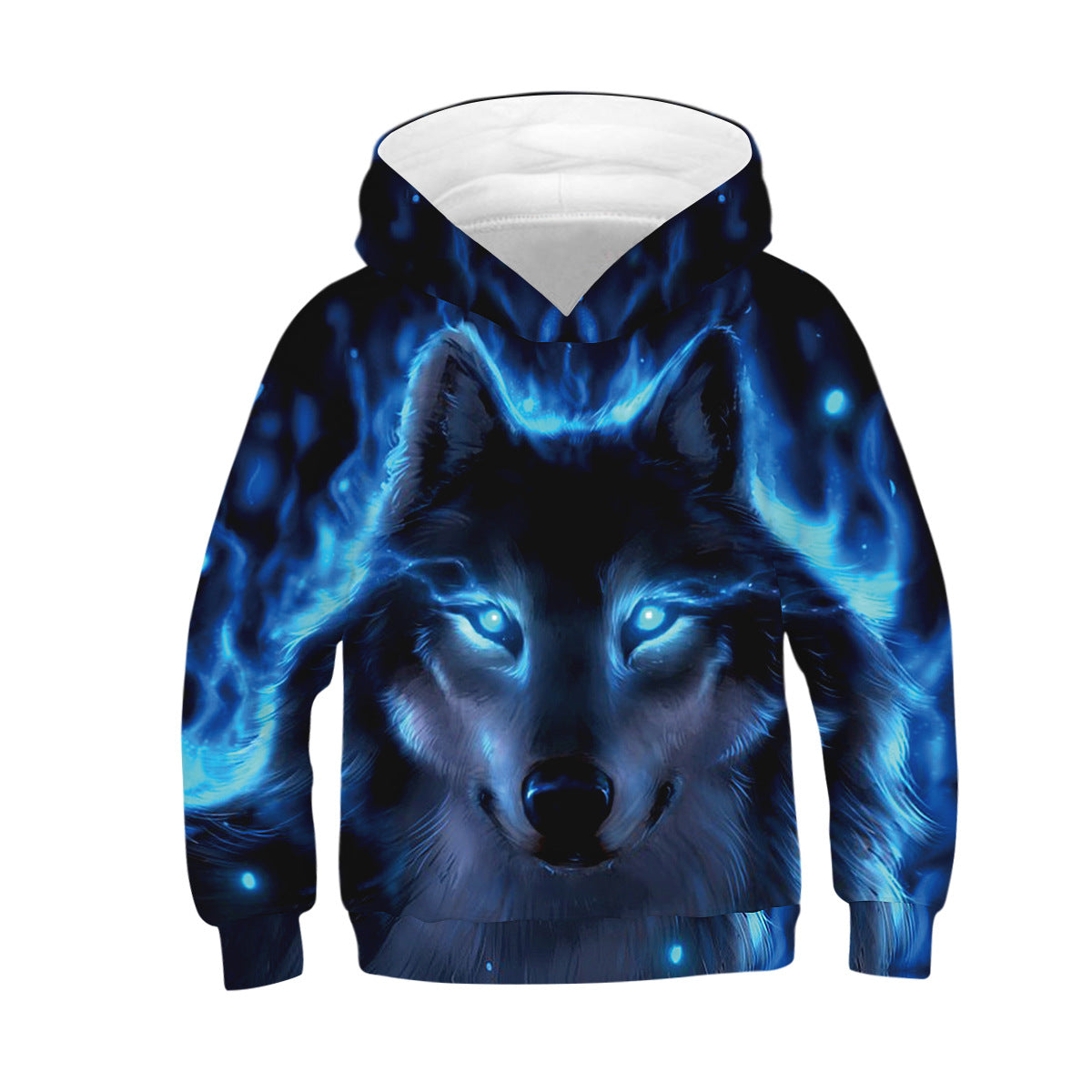 Kids Blue Fire Wolf 3d Hoodie Unisex Sweatshirt Nfgoods - blue flame shirt roblox