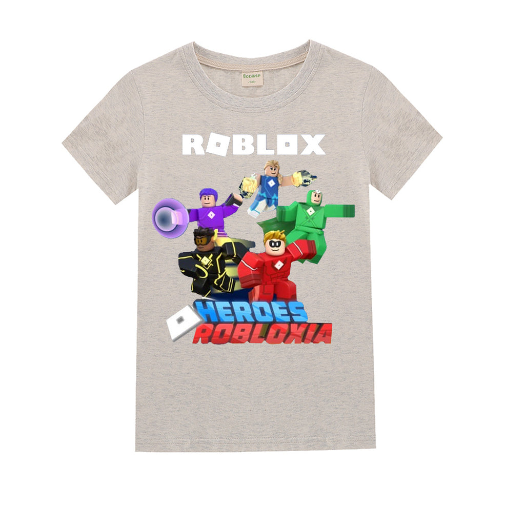 Fashion Kids Roblox Game Print T Shirt Summer Short Sleeve - boys kids roblox character ssleeve tee top t shirt gray s 8