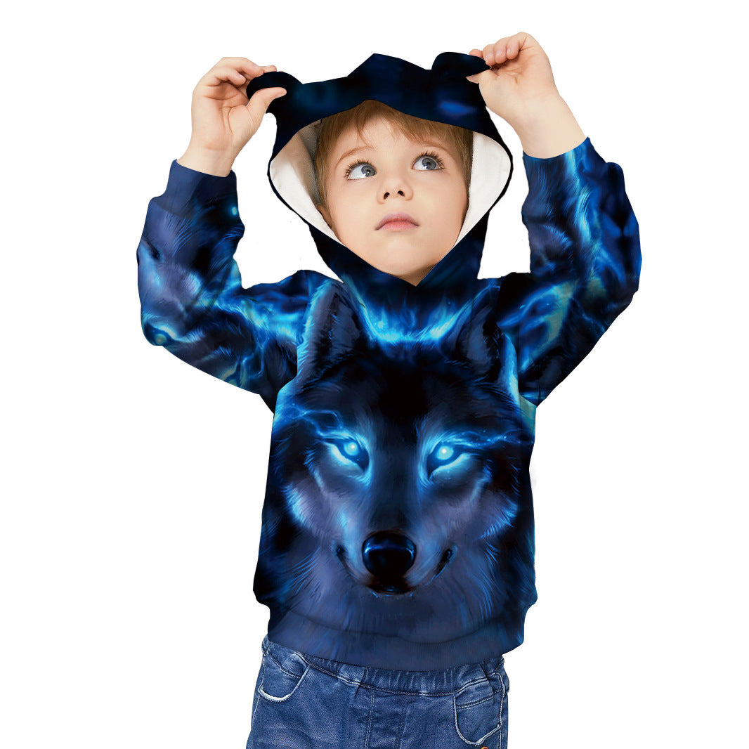 Kids Neon Blue Wolf 3d Cool Hoodie Nfgoods - neon blue animal sweater roblox