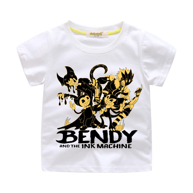 Bendy And The Ink Machine T Shirt Kids Cotton Short Sleeve - 