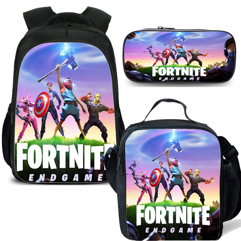 Fortnite Endgame Backpack With Lunch Bag And Pencil Case Go To School - roblox lunch bag uk