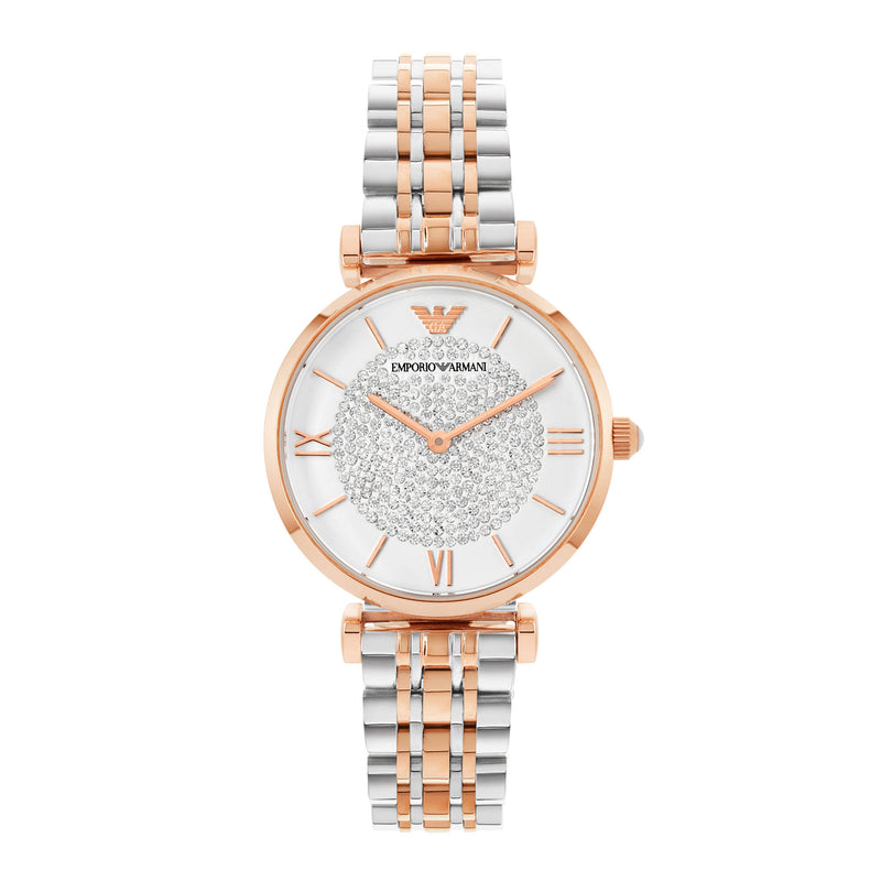 armani rose gold and silver watch