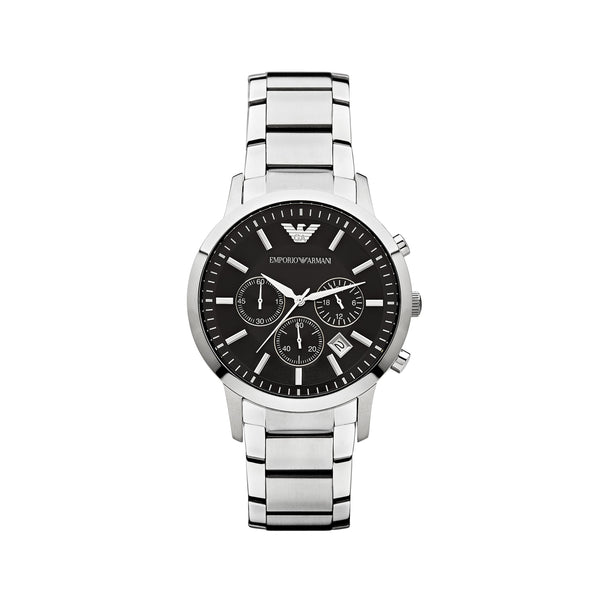 emporio armani ar2434 renato chronograph watch silver