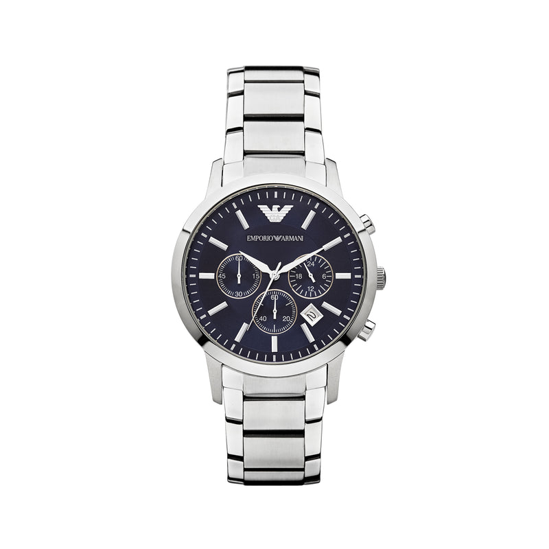 Emporio Armani Classic Chronograph Watch Ar2448 Blue Silver Mode Store