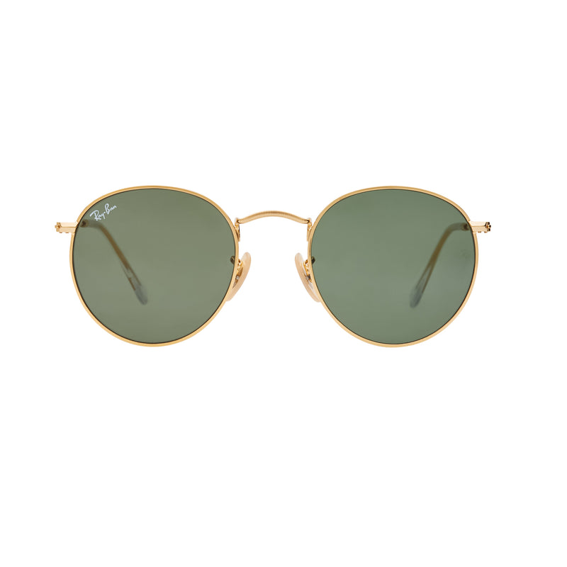 ray ban round green gold