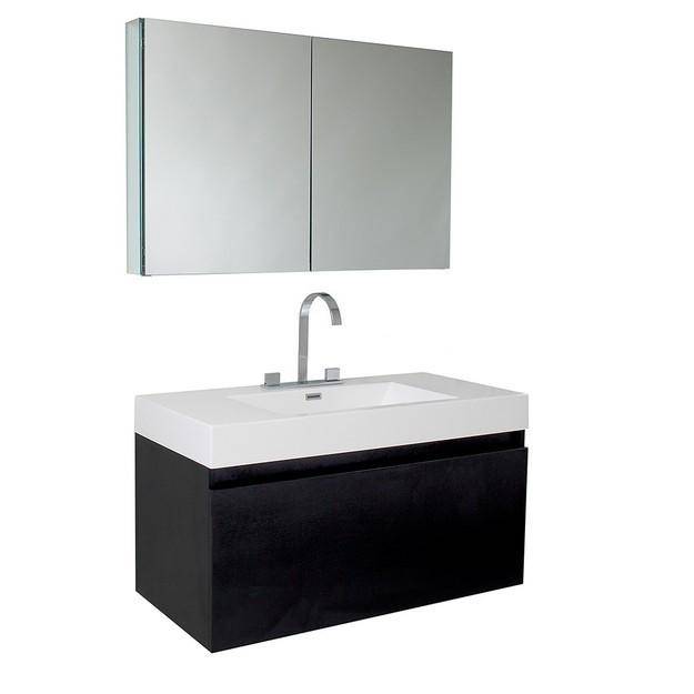 Fresca Mezzo 39 Inch Black Modern Bathroom Vanity W Medicine