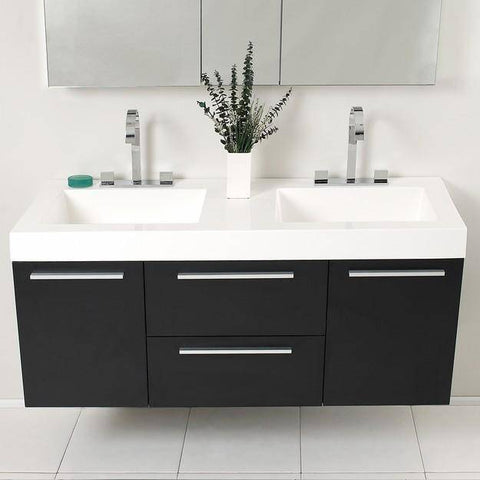 Fresca Opulento 54 Inch Black Modern Double Sink Bathroom Vanity W Medicine Cabinet