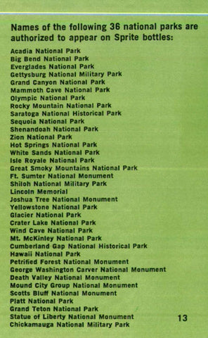 sprite national park bottle list of parks