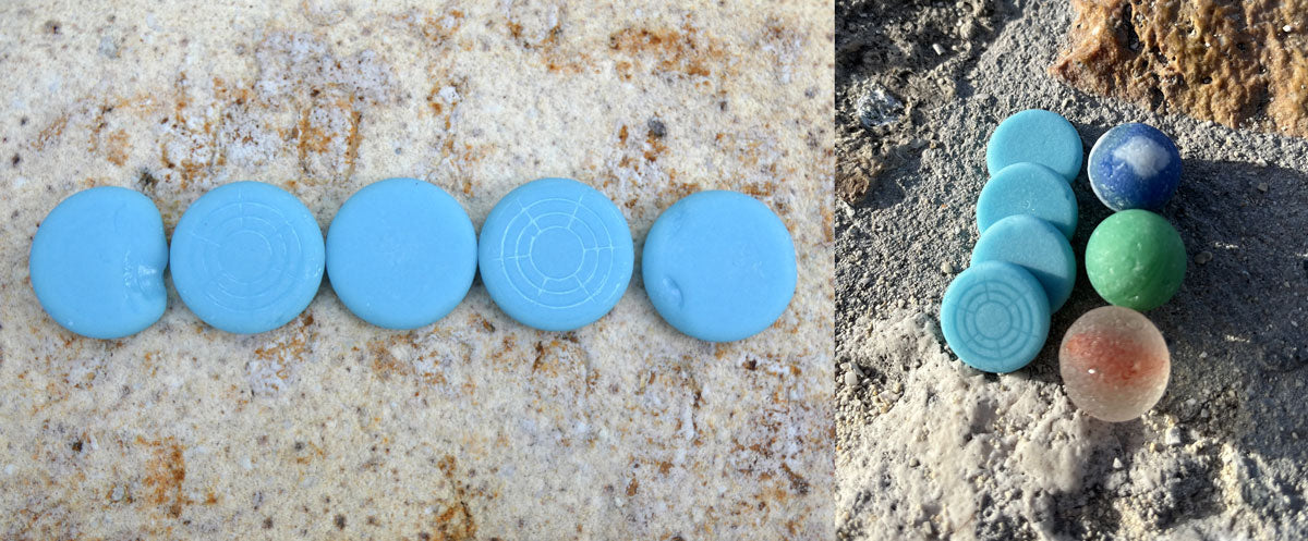 round blue game pieces from lesser antilles