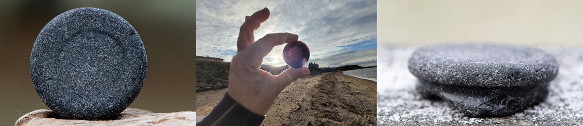 views of violet beach glass round bottle bottom