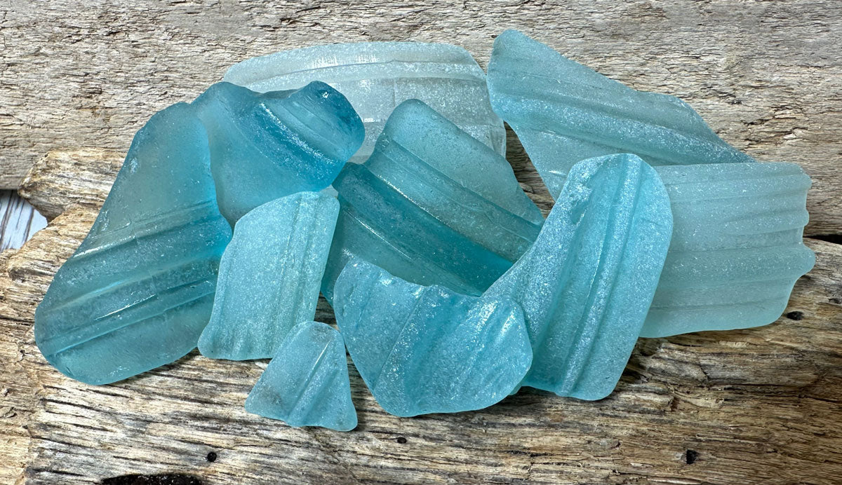 blue sea glass from ball jars