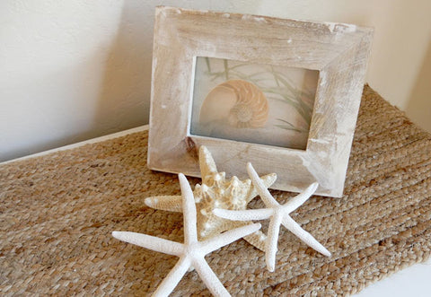 shells and starfish on dresser