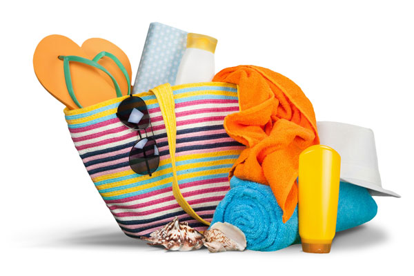 beach bag with beachcombing gear