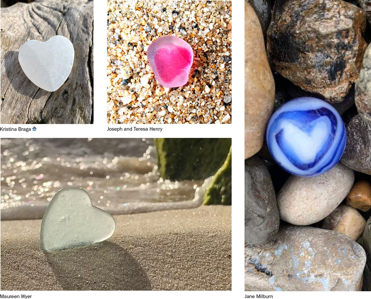 sea glass heart bead beach glass marble