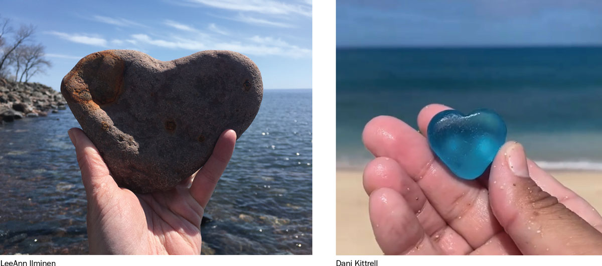 beach heart rock sea glass heart blue