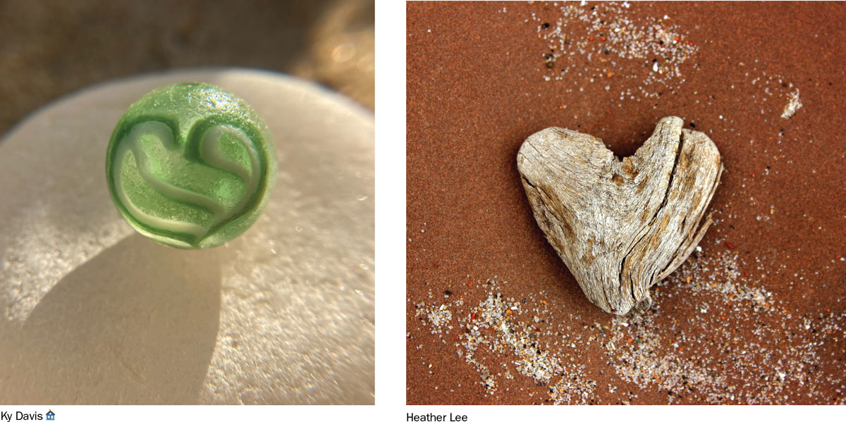 sea glass marble with heart driftwood heart